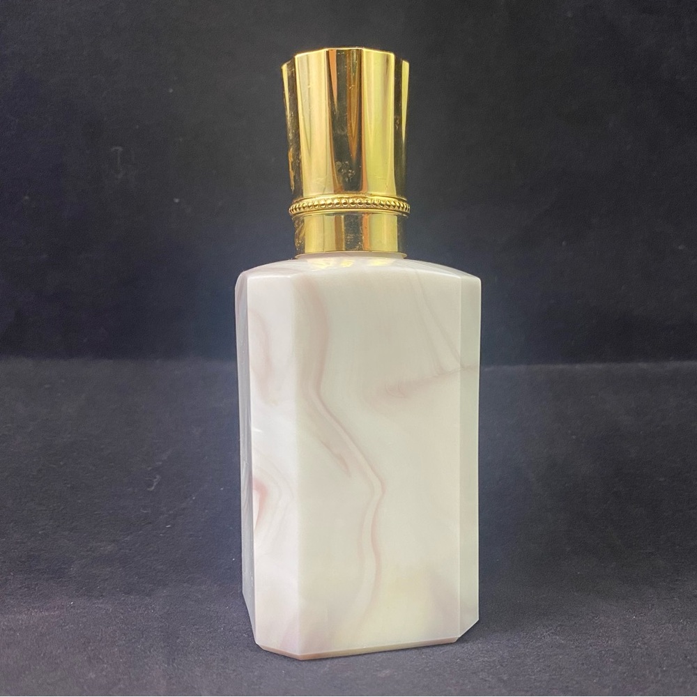 Vintage Empty Perfume Bottle Made In France Quartz or Marble Gold Cap